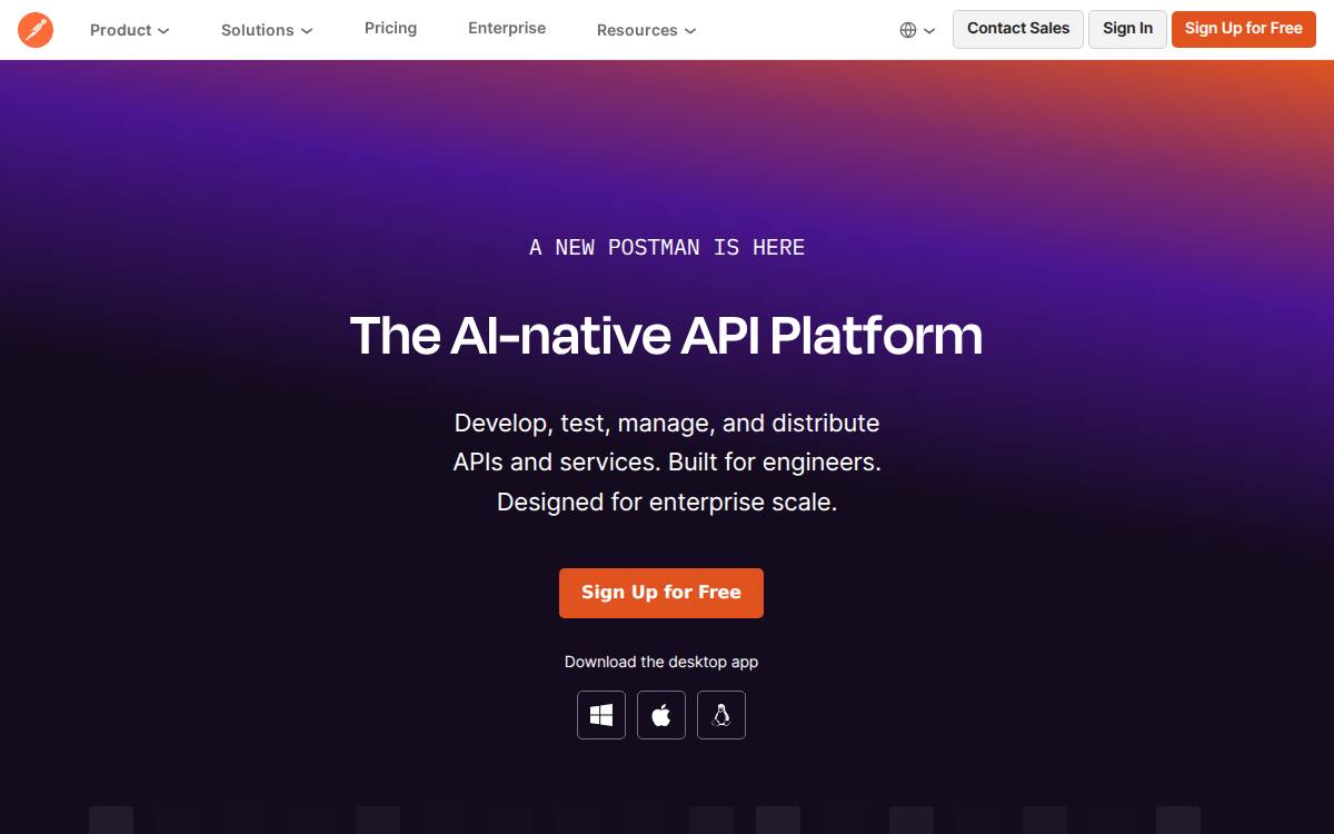 Postman website preview