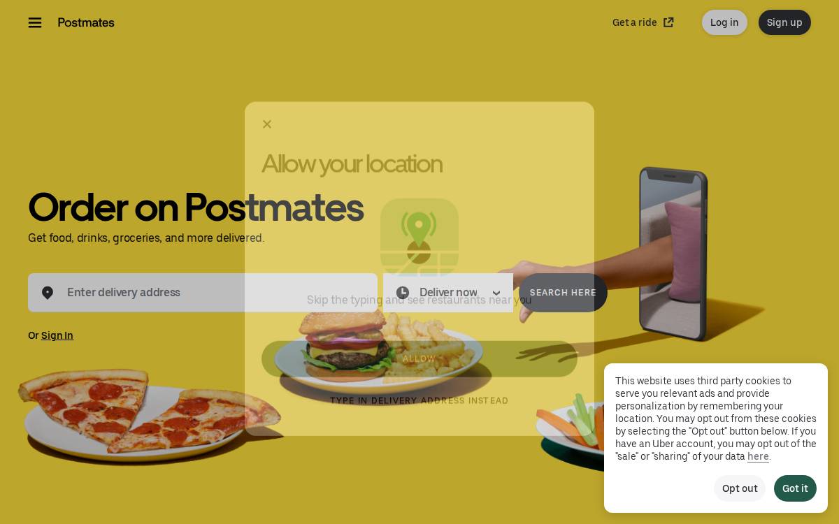 Postmates website preview