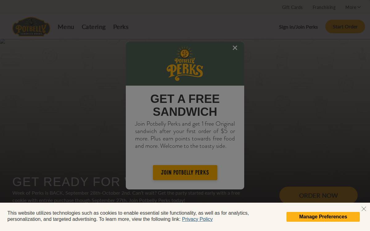 Potbelly website preview