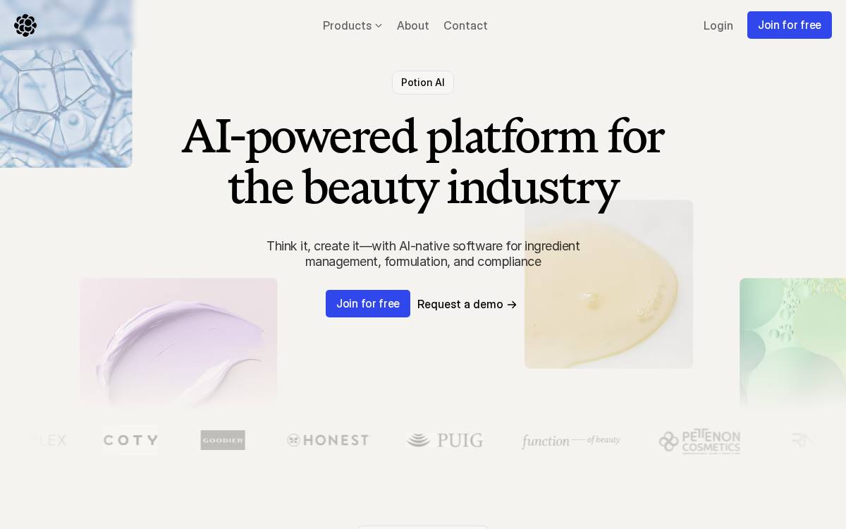 Potion website preview