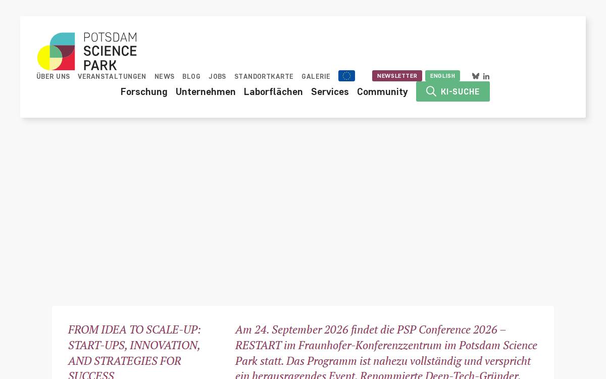 Potsdam Sciencepark website preview