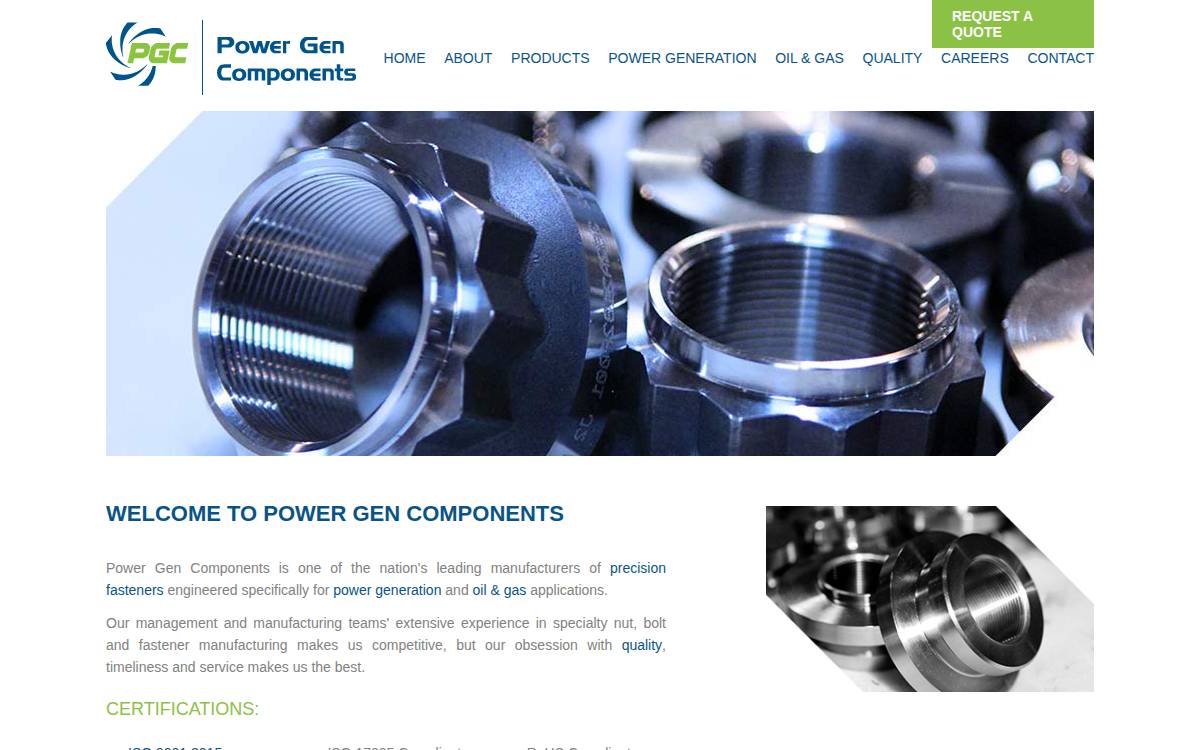 Power Gen Components website preview