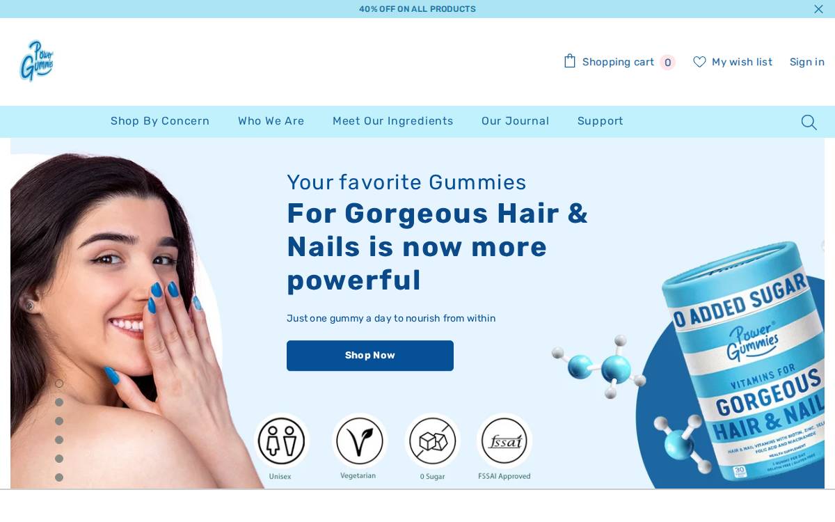 Power Gummies website preview