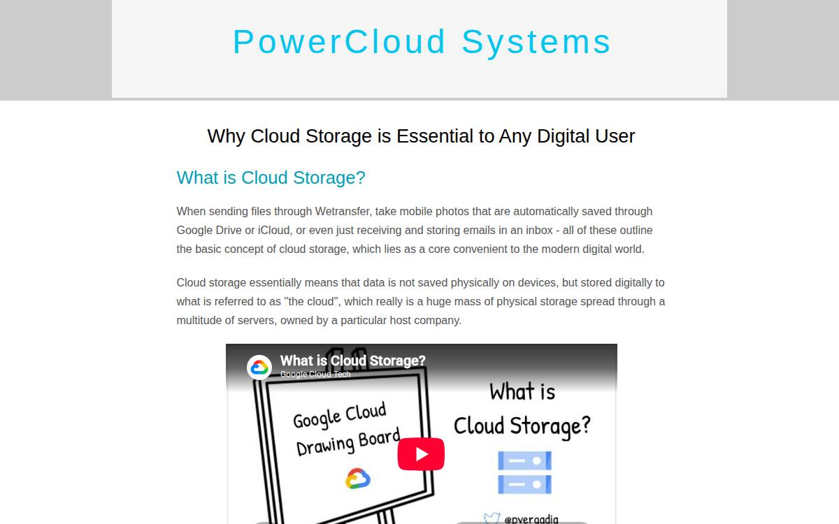 PowerCloud Systems website preview