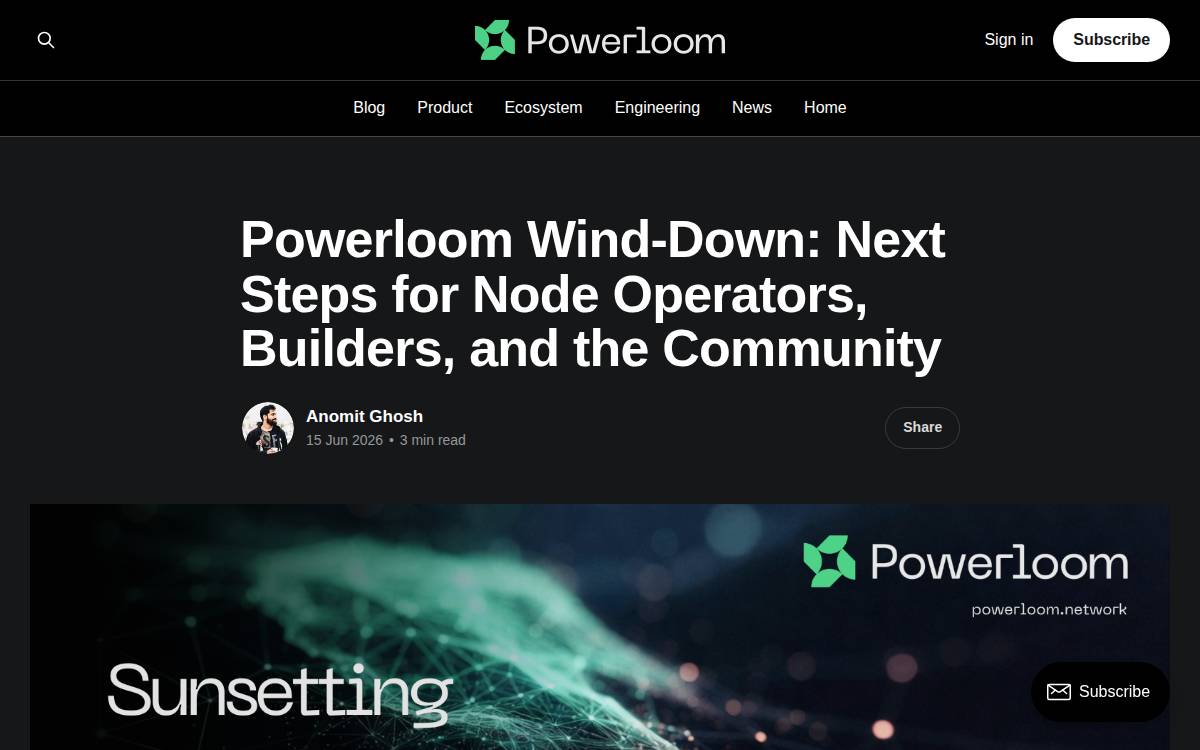 PowerLoom Decentralized infra Seed website preview