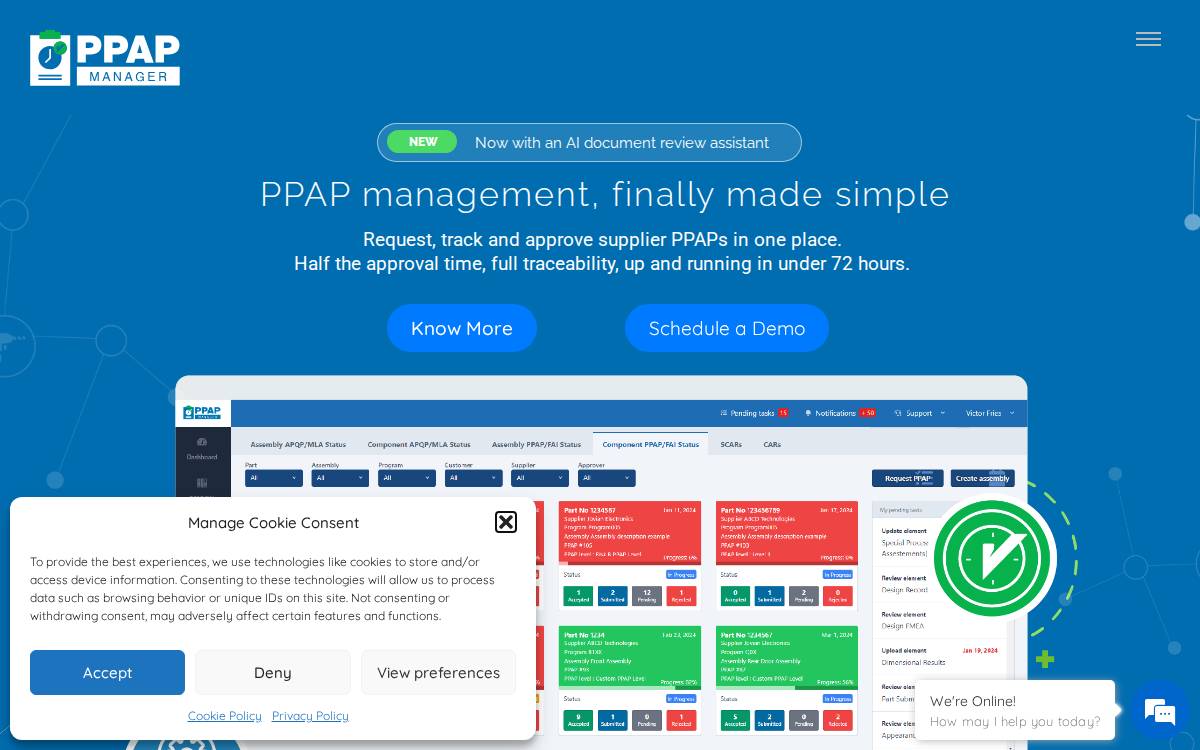 PPAP Manager website preview