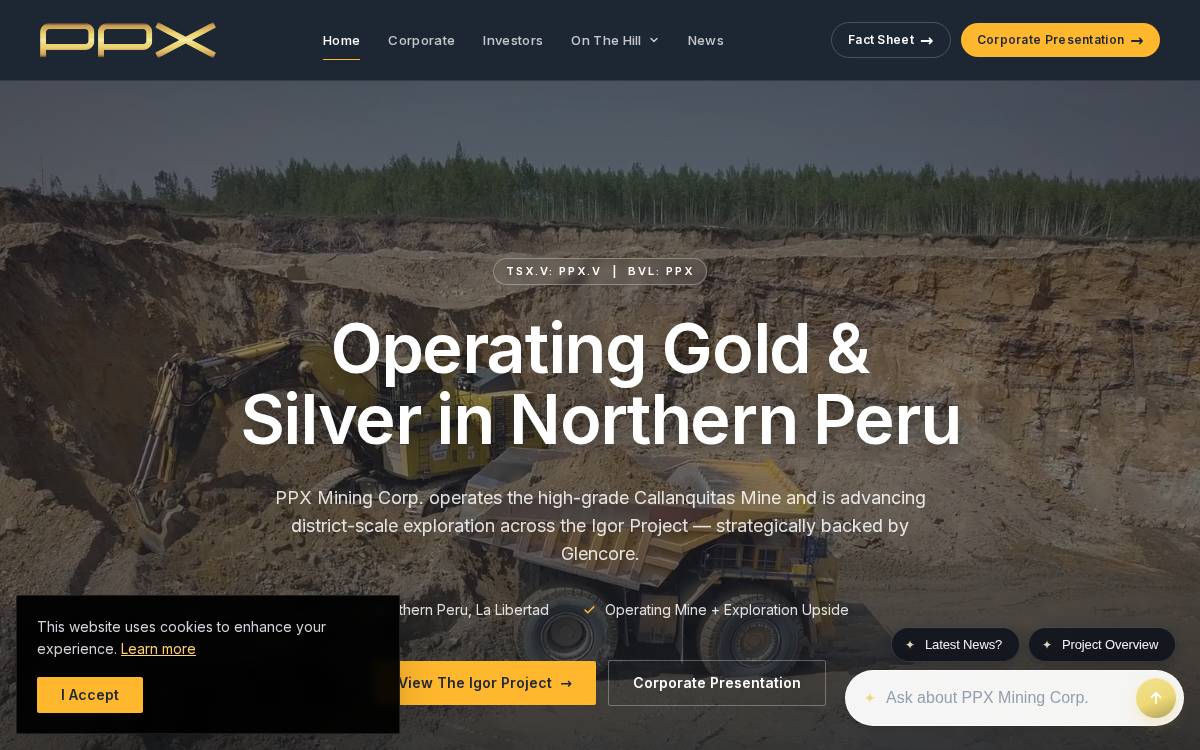 PPX Mining website preview