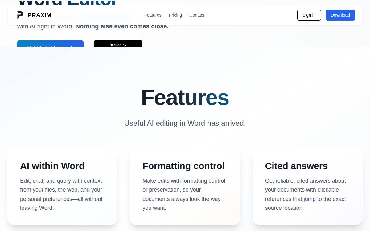 Praxim website preview