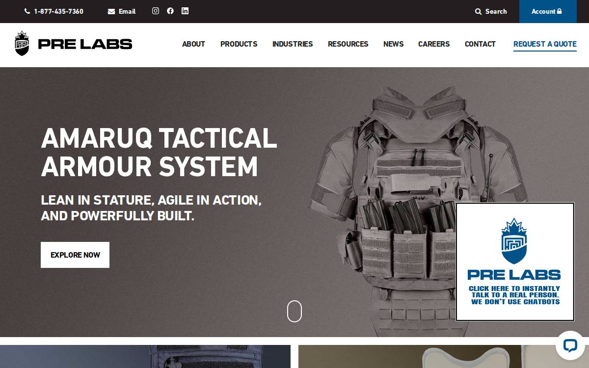 PRE Labs Inc. website preview