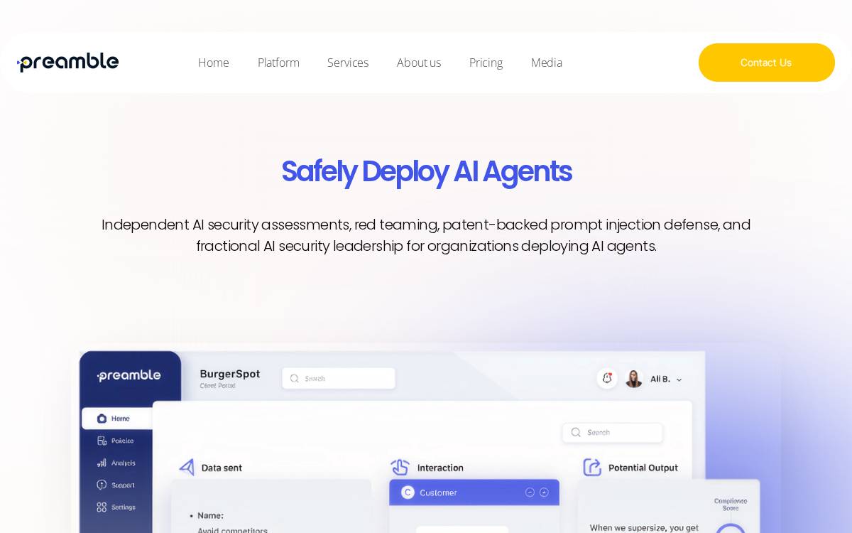 Preamble website preview