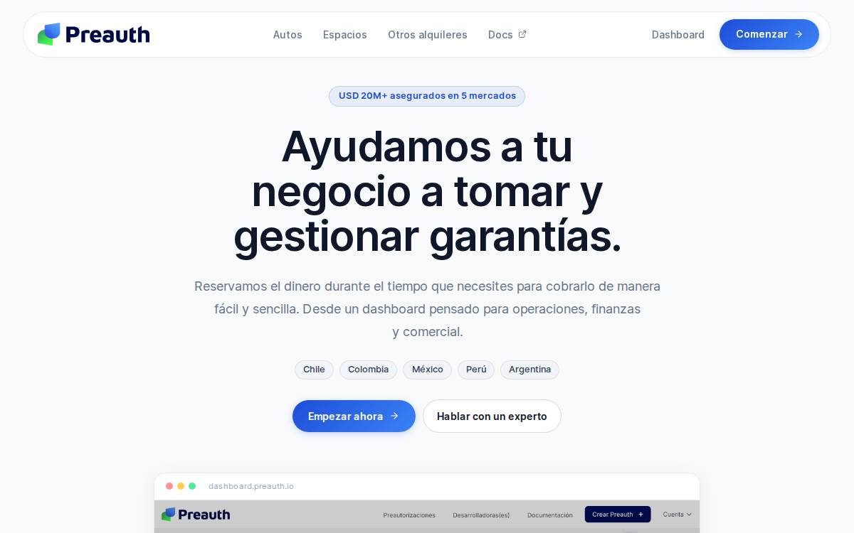 Preauth website preview