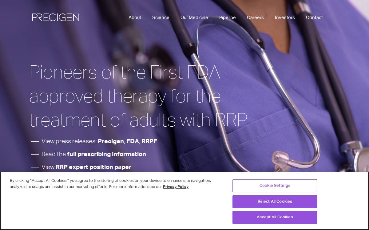 Precigen website preview