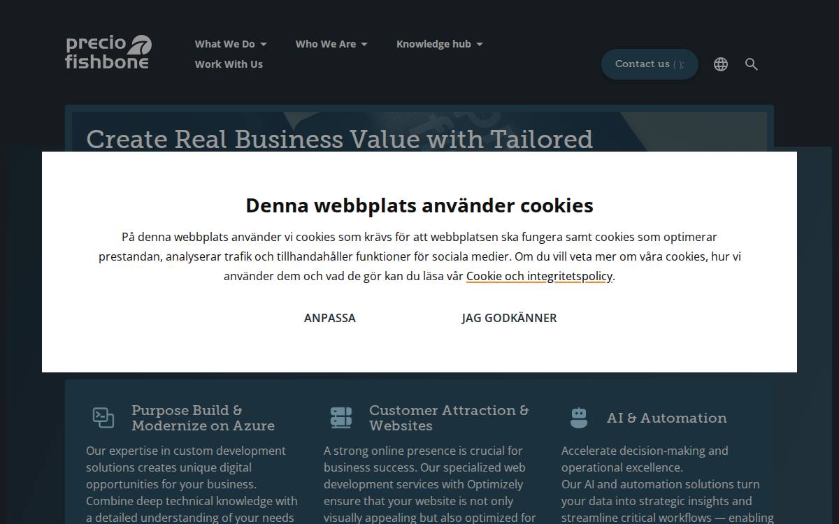 Precio Fishbone website preview