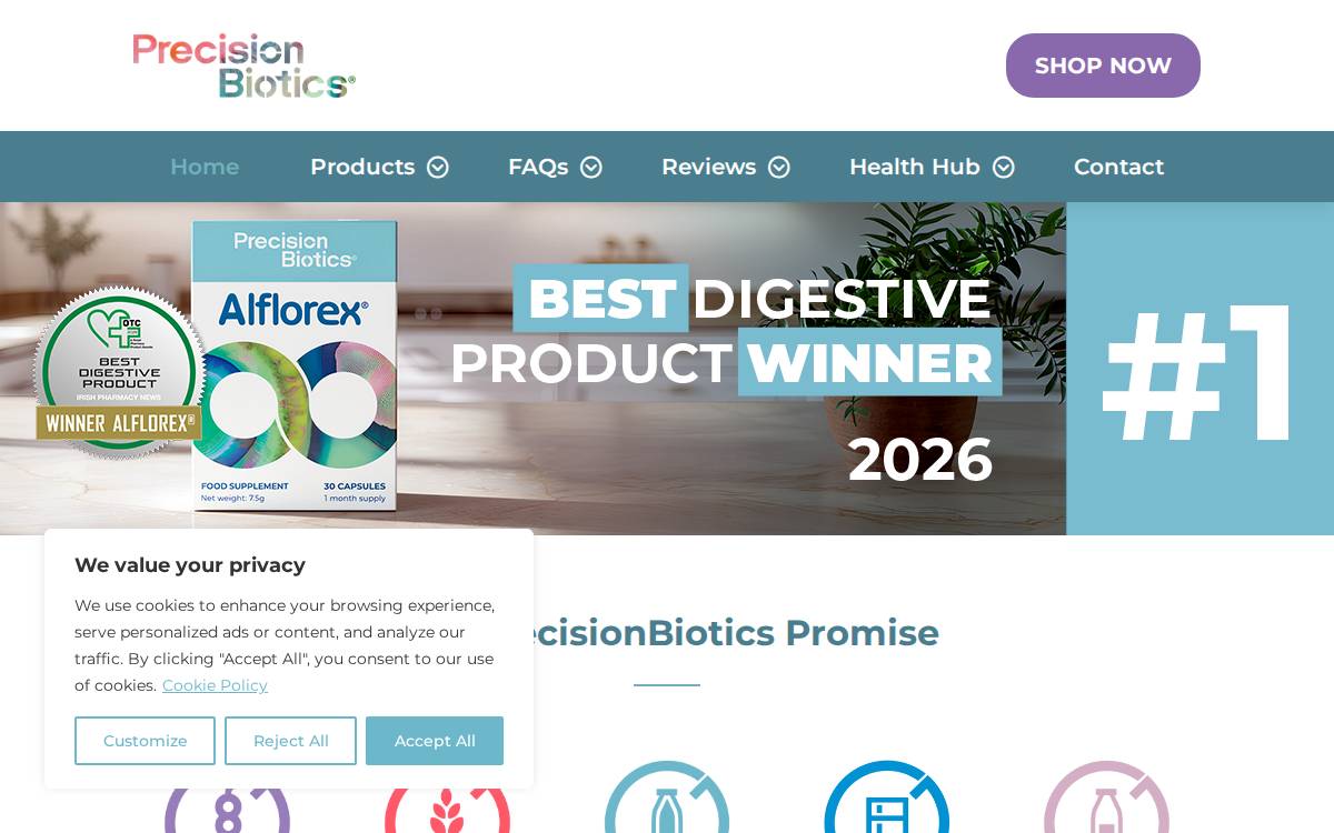 Precision Biotics website preview