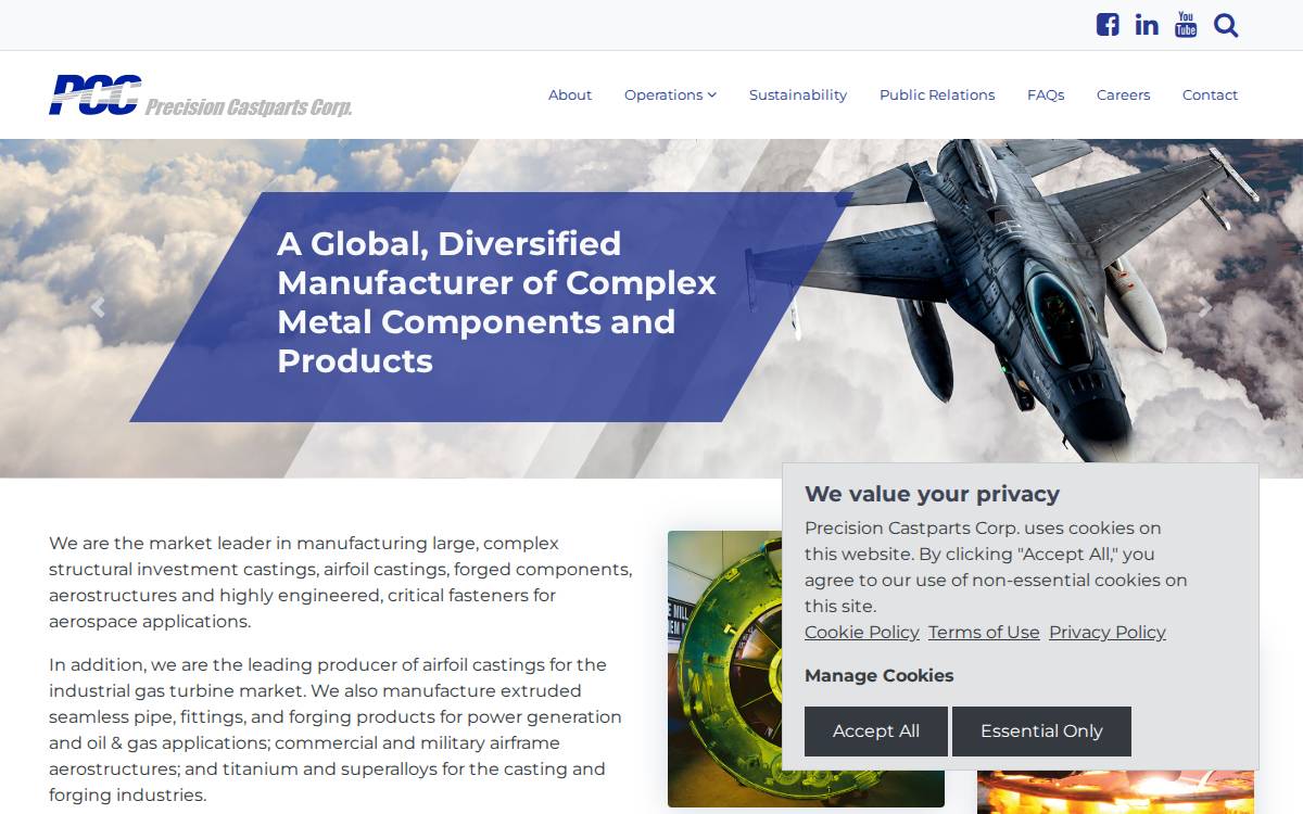 Precision Castparts website preview