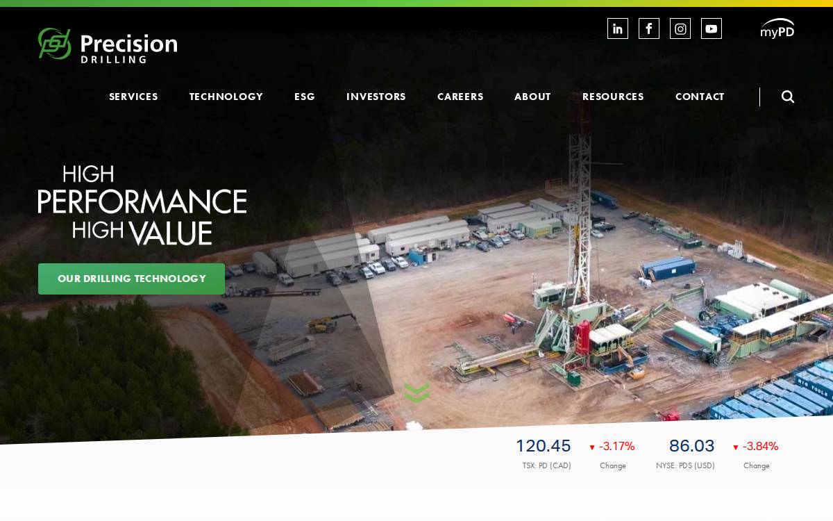 Precision Drilling website preview