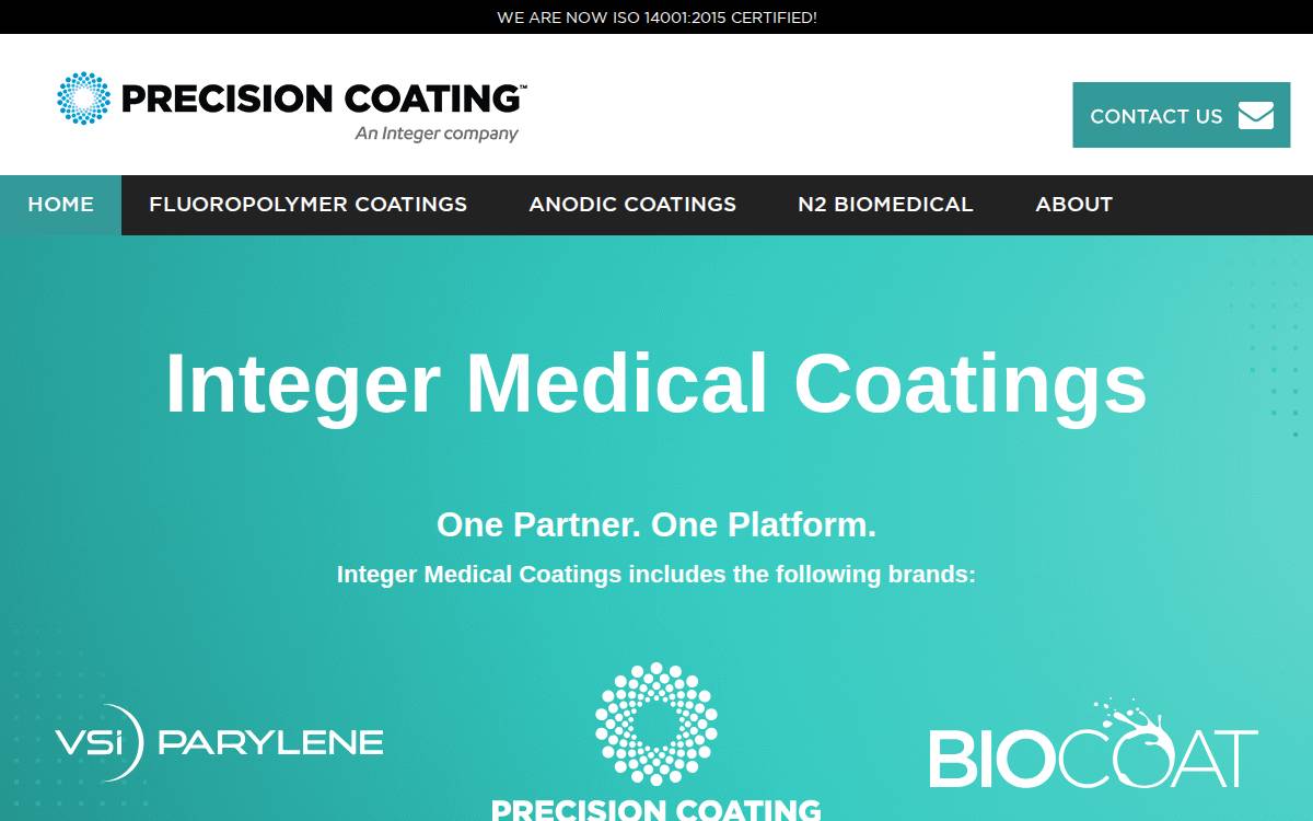 Precisioncoating website preview