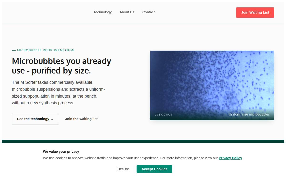 Precision Microbubbles website preview