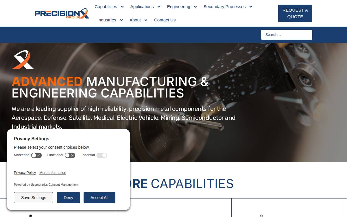 Precisionxmfg website preview