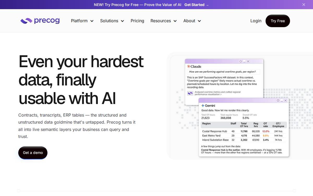Precog website preview
