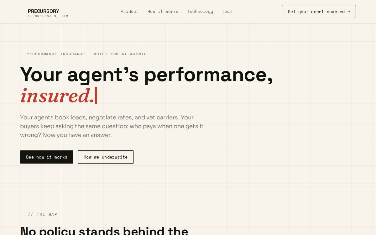 Precursory Technologies Inc. website preview