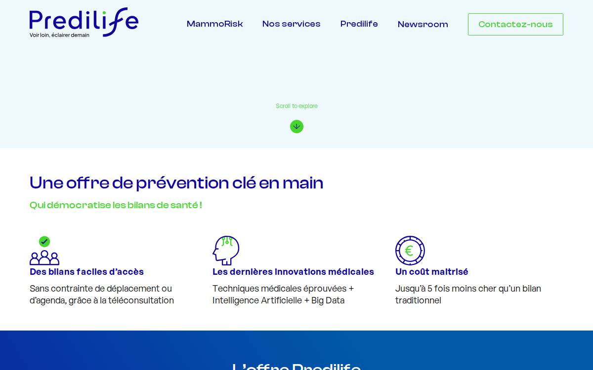 Predilife website preview