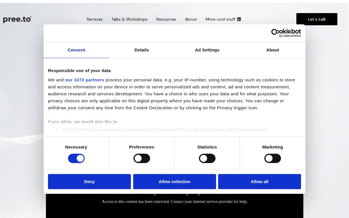 Pree-to website preview