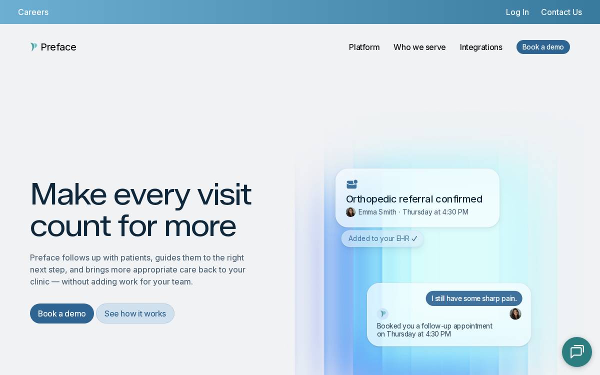 Preface Health website preview