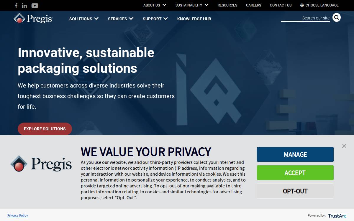 Pregis website preview