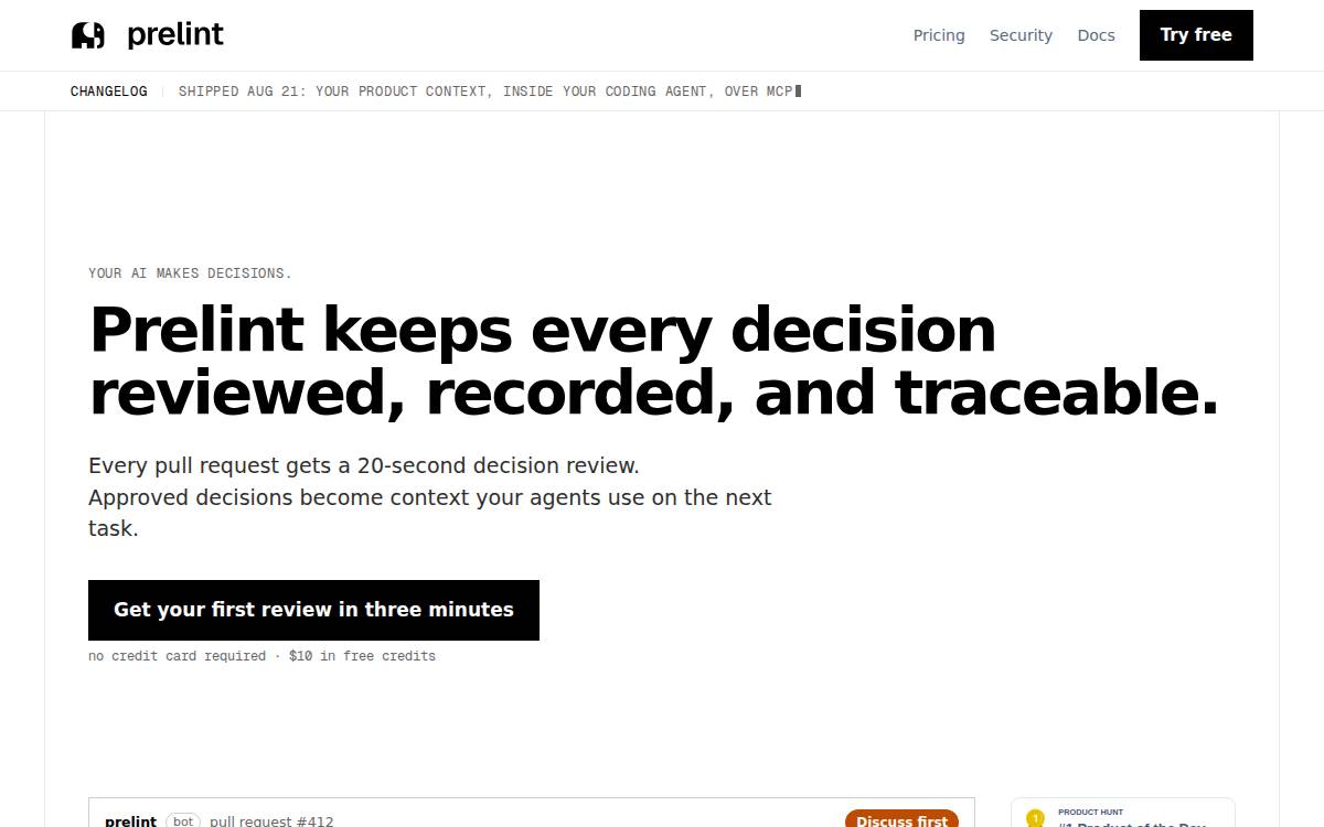 Prelint website preview