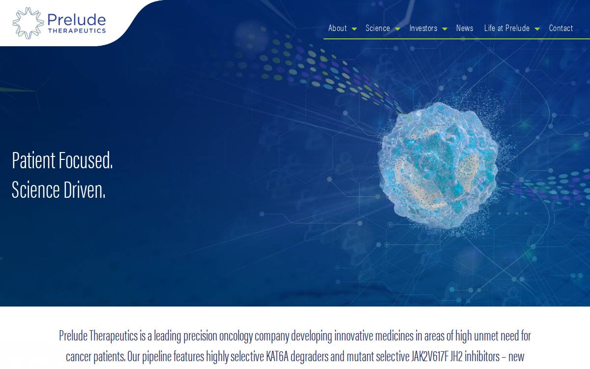 Prelude Therapeutics website preview