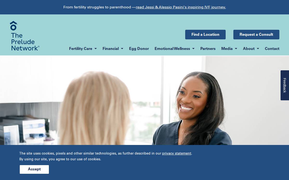 Prelude Fertility website preview
