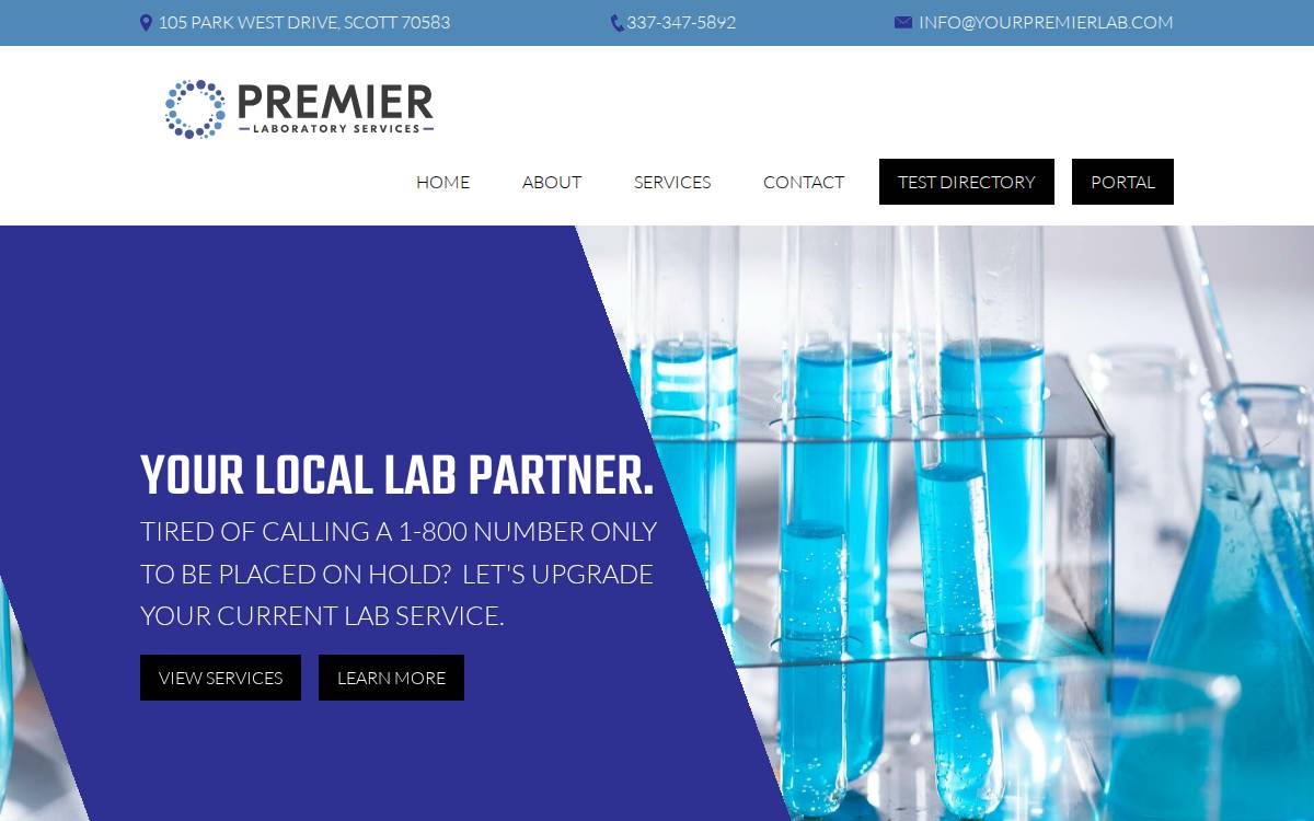 Premier Laboratory Services website preview