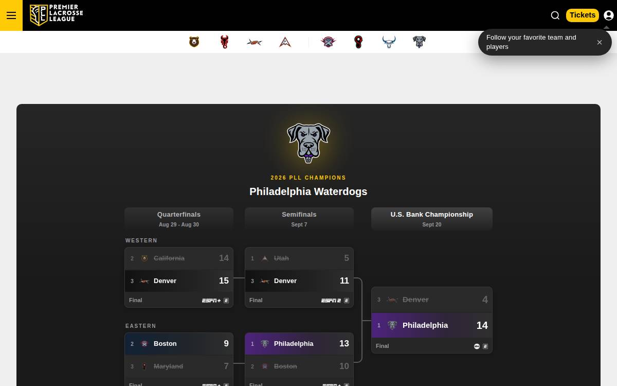 Premier Lacrosse League website preview