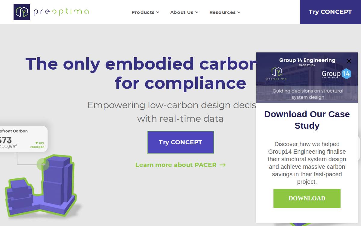 Preoptima website preview