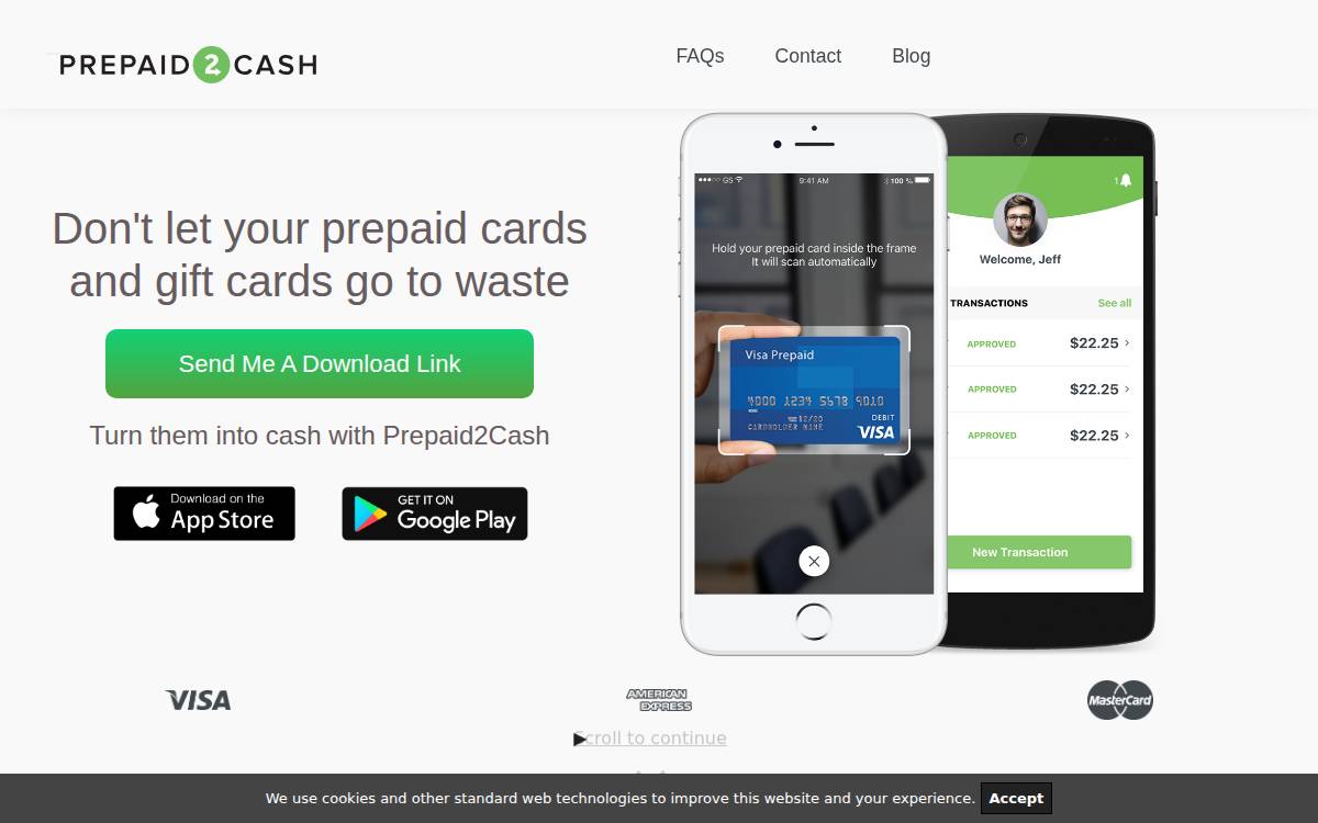 Prepaid2Cash website preview