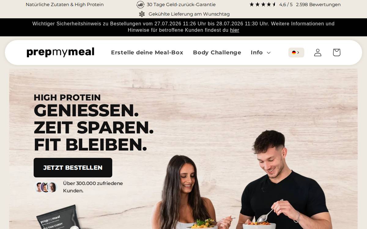 Prepmymeal website preview