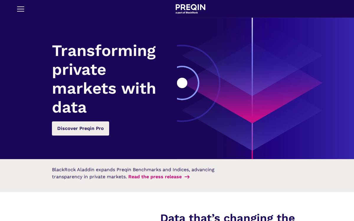 Preqin website preview