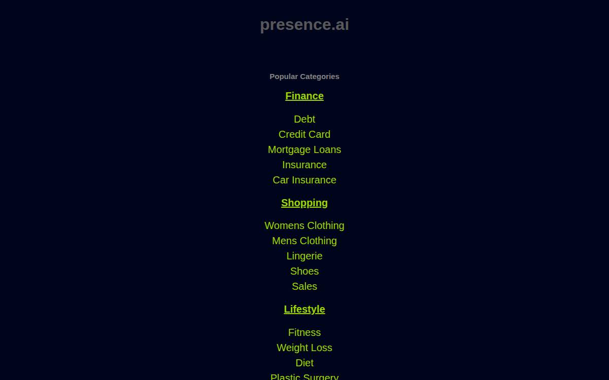 Presence AI website preview