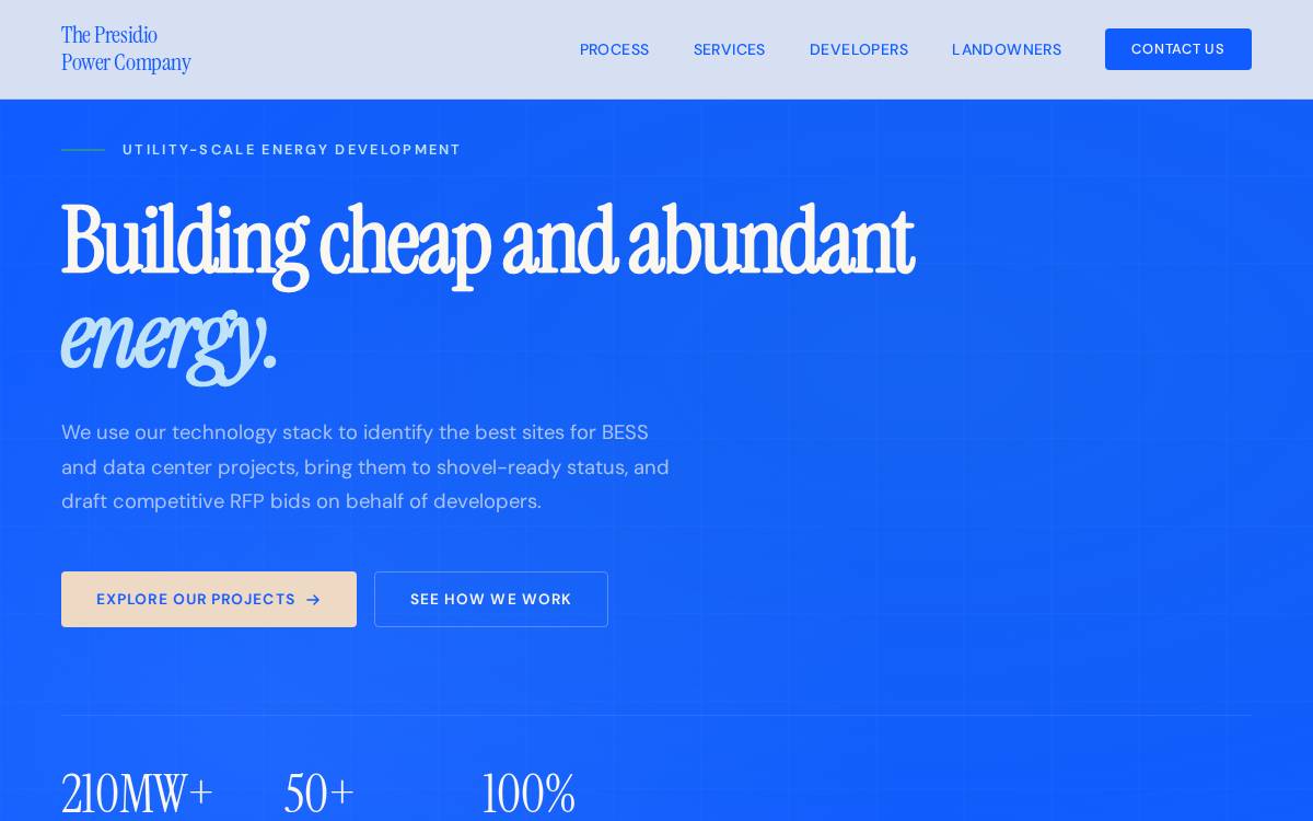 Presidio Power Company website preview