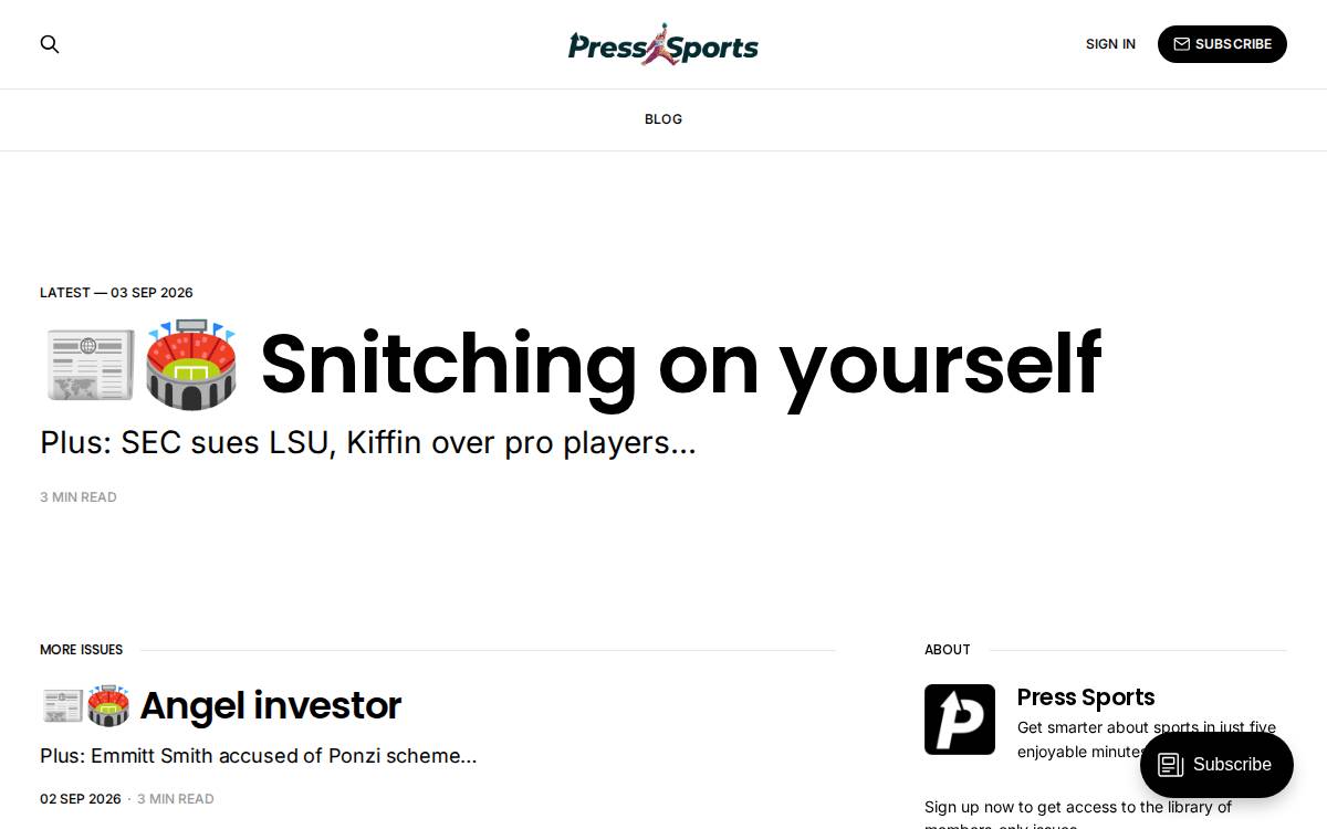 Press Sports website preview