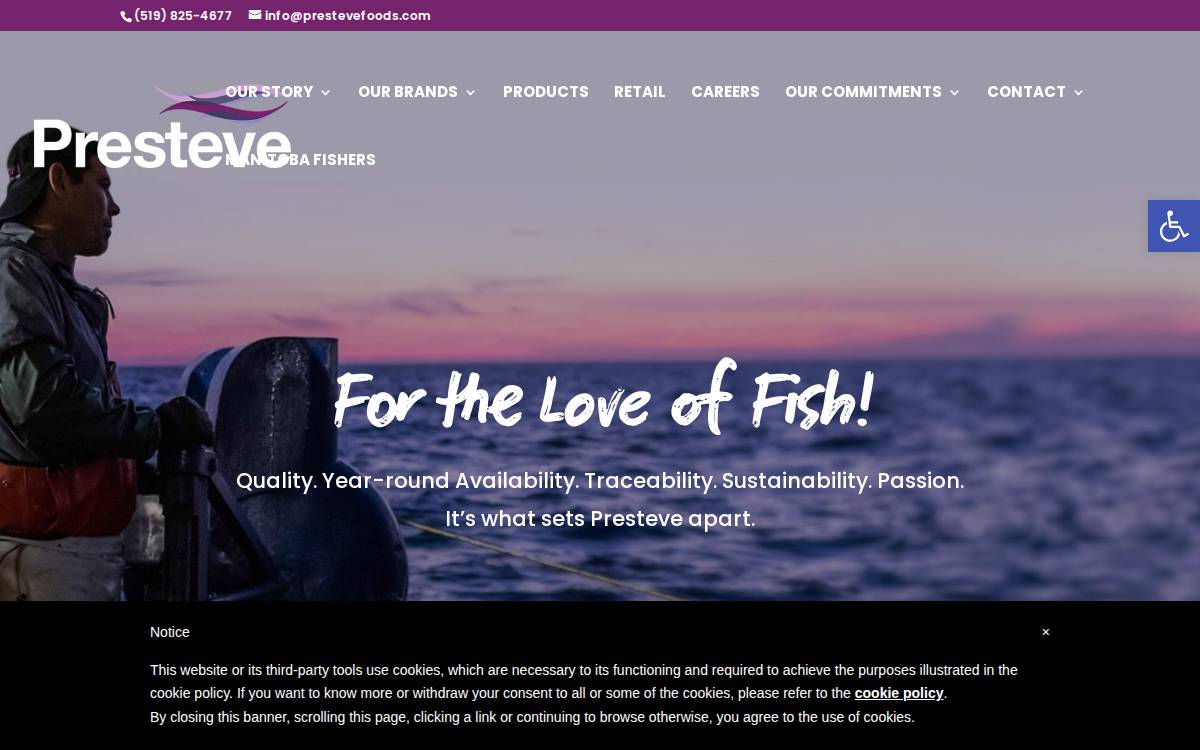Presteve Foods website preview