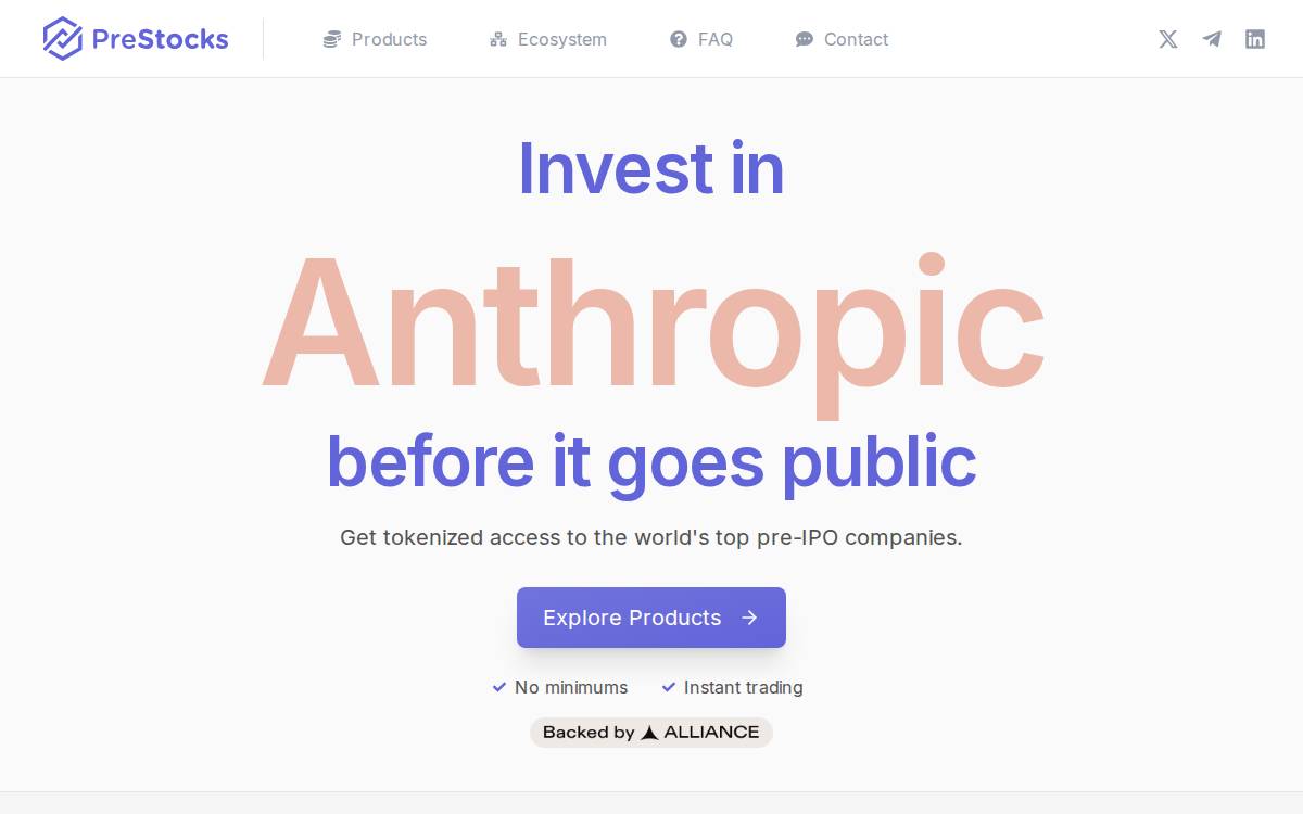 PreStocks website preview