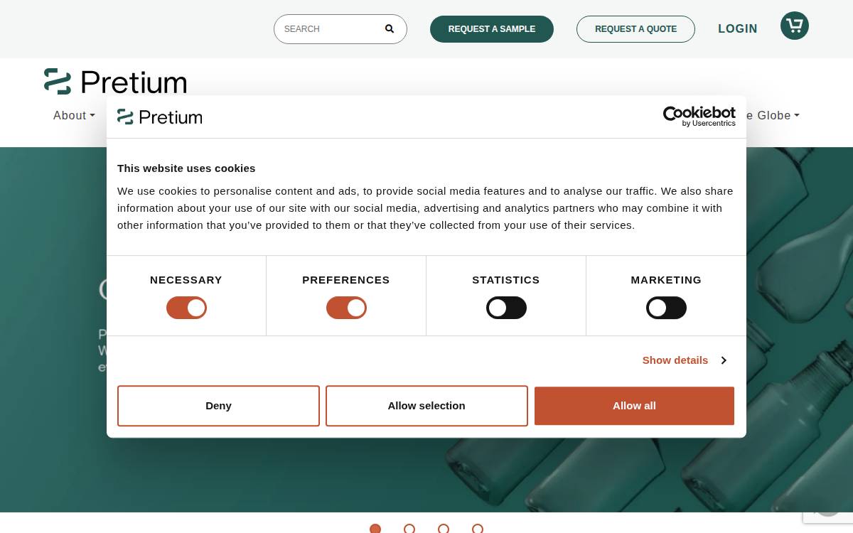 Pretiumpkg website preview