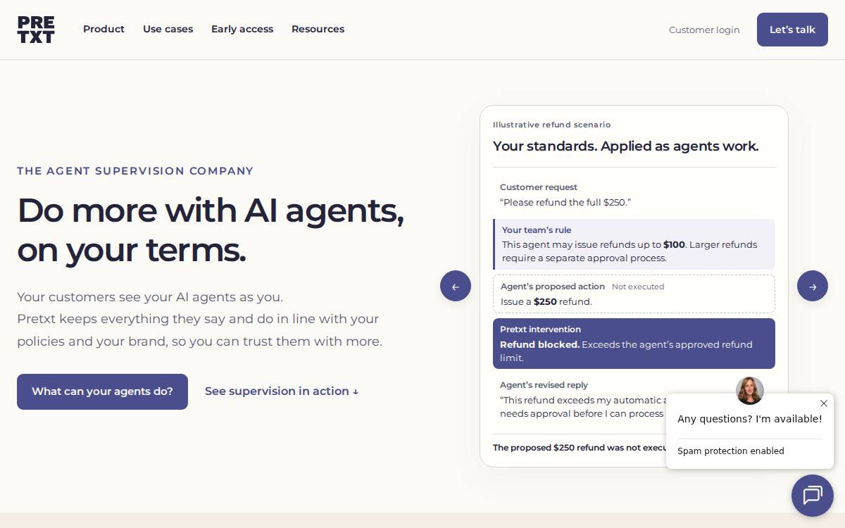 Pretxt website preview