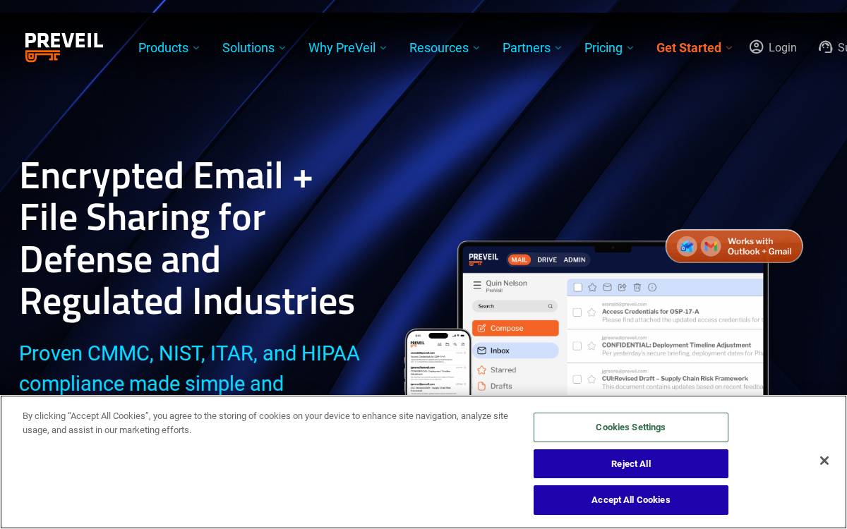 PreVeil website preview