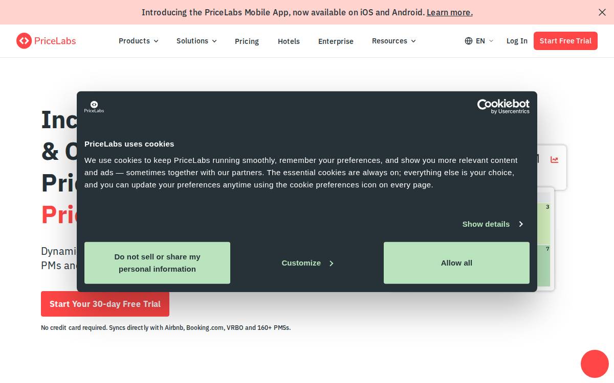 PriceLabs website preview