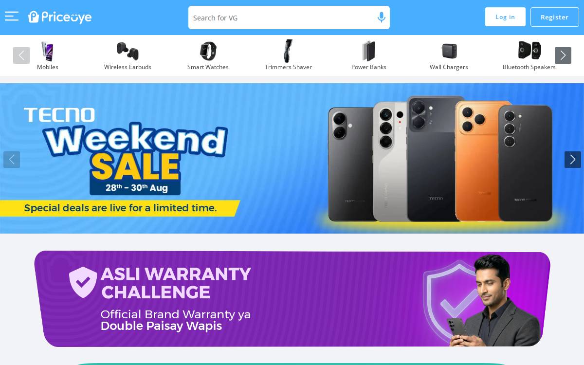 Priceoye website preview