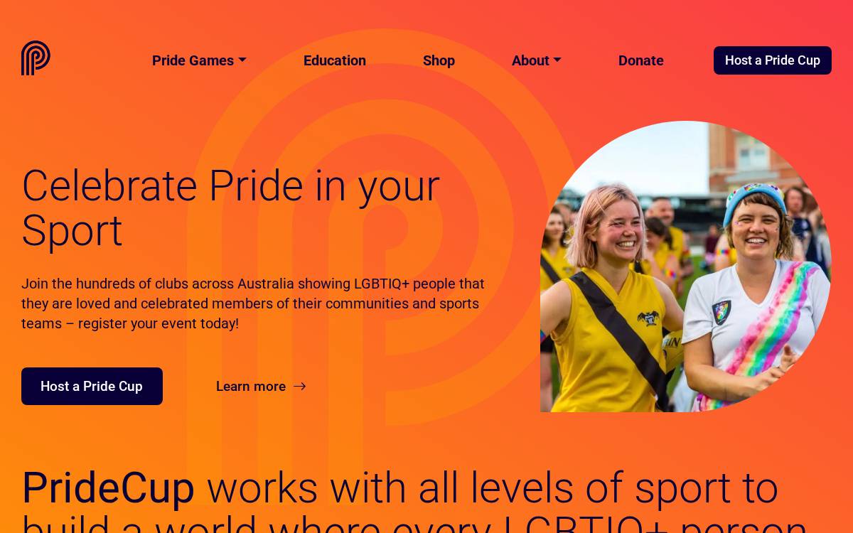 Pridecup website preview