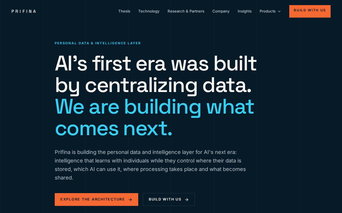 Prifina website preview